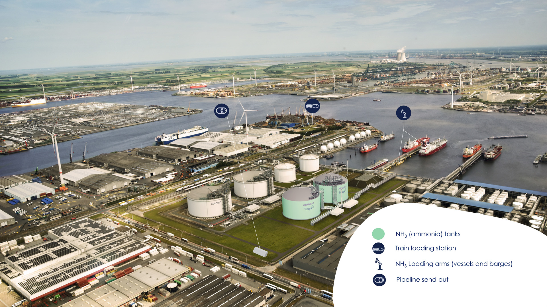 Fluxys-Advario ammonia import terminal in Antwerp.