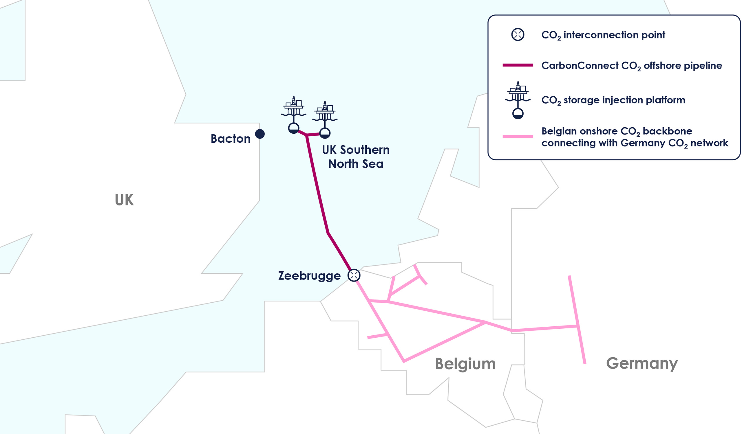 Map and route for the proposed carbonconnect pipeline and related infrastructure.