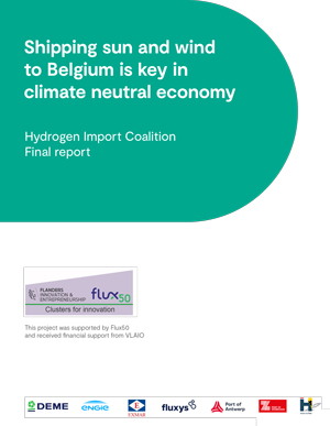 Cover for the study titled "Shipping sun and wind to Belgium is key in climate neutral economy"