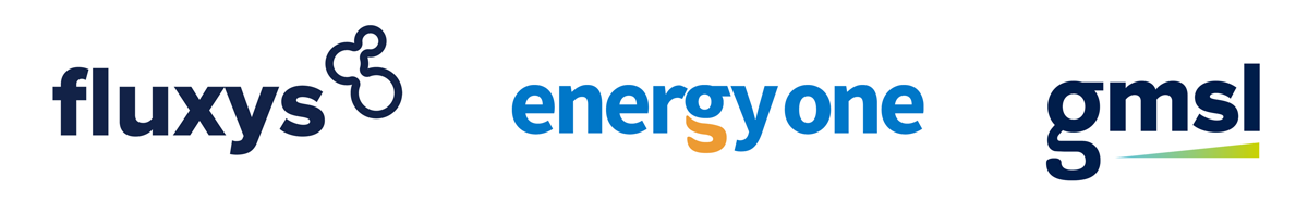 The logos of Fluxys, Energy One and gmsl.
